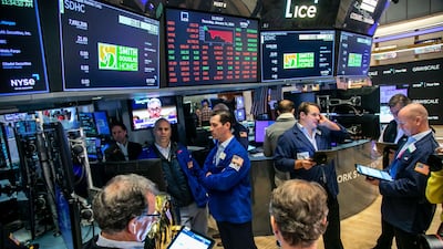 Traders on the floor of the New York Stock Exchange. The Dow Jones Industrial Average, S&P 500 and Nasdaq Composite have all gained 0.3 per cent so far in 2024. Bloomberg
