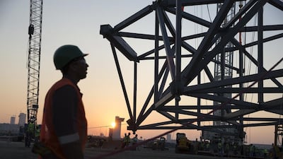 Work on the Louvre Abu Dhabi continues with the installation of the first piece of the steel dome. Silvia Razgova / The National
