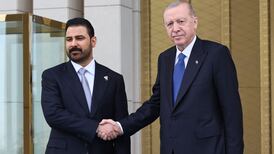 Iraqi Prime Minister Ali Al Zaidi with Turkish President Recep Tayyip Erdogan in Ankara. AFP