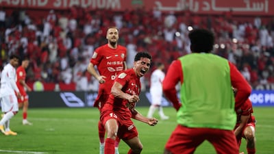 Renan celebrates scoring in Shabab Al Ahli's 2-1 win over Al Jazira.