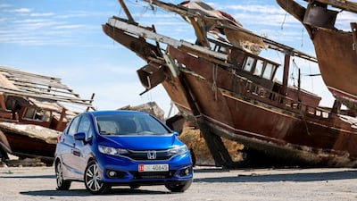 The facelifted Honda Jazz in Abu Dhabi. Victor Besa / The National
