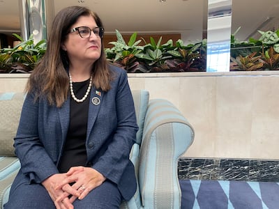 Varsen Aghabekian, Palestinian Minister of Foreign Affairs, photographed on the sidelines of the Antalya Diplomacy Forum in Turkey, on April 17, 2026. Lizzie Porter / The National