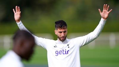 Tottenham's Rodrigo Bentancur during training. PA