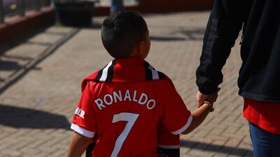 A Manchester United fan with Cristiano Ronaldo shirt outside the stadium in Southampton on Saturday. Reuters