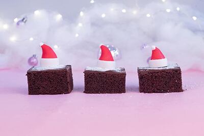 SugarMoo's allergen-free 'Crazy Cake' miniature bundle with edible Santa hats. SugarMoo