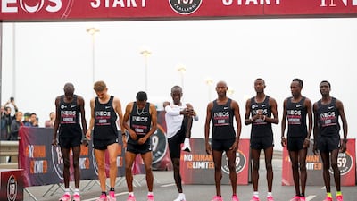 Kenya's Eliud Kipchoge, the marathon world record holder, prepares for the start of his attempt to run a marathon in under two hours in Vienna, Austria. REUTERS