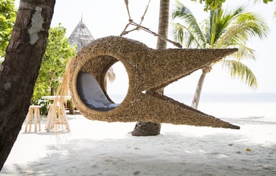 Heron Chair by Porky Hefer at Joali Maldives on an island mapped like an open-air gallery. Photo: Joali Maldives