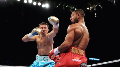 Gennady Golovkin (blue trunks) and Kell Brook (red trunks) in action. Richard Heathcote / Getty Images