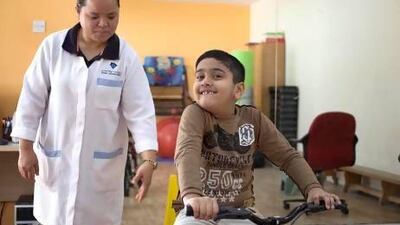 Noamaan Tahrir Ahmed, 7, at Dubai Autism Centre, where his care is funded by START. Razan Alzayani / The National