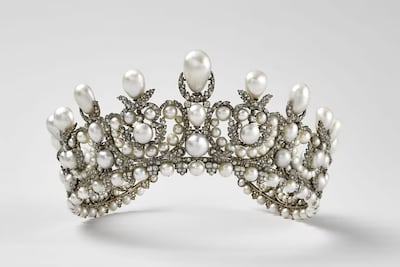 Stolen tiara, once owned by Empress Eugenie, is made of 212 pearls. Photo: Louvre Museum