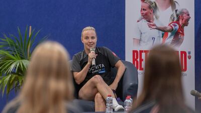 Mead spoke to pupils about the future of women in football. Antonie Robertson/The National