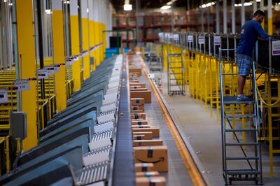Inside an Amazon warehouse in Robbinsville, New Jersey. Getty Images