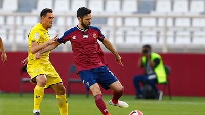 Omar Khrbin, right, scored twice in Al Wahda’s 2-1 win over Al Wasl 2-1 on February 26, 2022. Photo: DHRIC