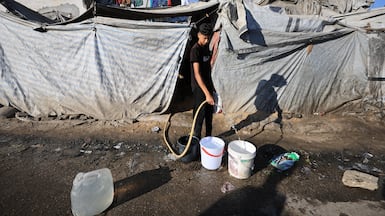 A tent camp in Gaza city. More than half of Gaza's population has been displaced several times. Reuters
