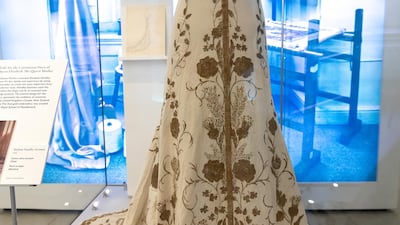 A rare surviving toile for the 1937 coronation gown of Queen Elizabeth The Queen Mother; consort of King George VI, is displayed in the Royal Style in the Making exhibition at Kensington Palace in London. Getty Images