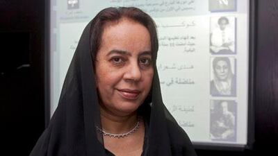Dr Rafia Ghubash gives a talk on the contributions women have made to the social sciences and intellectual life in general at the Dubai School of Government Dubai in January. Jeff Topping / The National