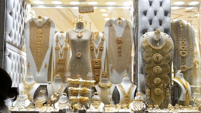 A dazzling window display at the gold souq.