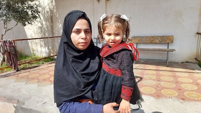 Shurooq Abbas, 26, lost her husband and her one-year-old son when an Israeli air strike killed them while they were sleeping. Mohamed Amra for The National