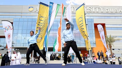 Special Olympics athletes visit Amity University to take part in events such as Zumba, Tai Chi and an Uzbek traditional dance. Chris Whiteoak / The National