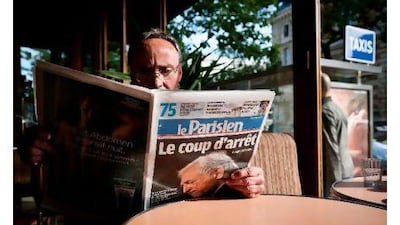 This week, the French newspaper Le Parisien carried front-page news of Dominique Strauss-Kahn's arrrest for alleged sexual assault. Etienne Laurent / EPA