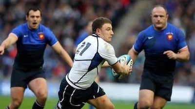 Scotland's Duncan Weir, middle, will make his first start for his country on Saturday against Wales. David Rogers / Getty Images