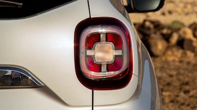 Neat cross-motif rear lights are highlights of the restyled back end of the Duster. Renault