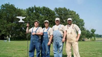 One of the teams competing in anvil shooting, which is being featured on a new TV programme called Flying Anvils.