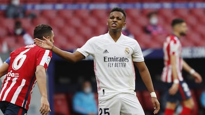 Real Madrid's Rodrygo reacts during the 1-1 draw against Atletico Madrid. Reuters