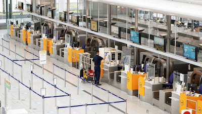 Empty check-in desks at Munich. Bloomberg