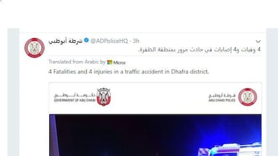 Four people died and four were injured in an accident in the Al Dhafrah region