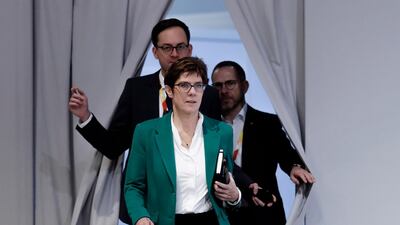 Christian Democrat leader Annegret Kramp-Karrenbauer is backing French President Emmanuel Macron’s call for a stronger EU. AP