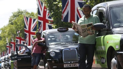 Up to an estimated 12,000 black-cab and licensed taxi drivers took part in the 'go-slow' demonstration in central London, to protest against Uber, a taxi-booking mobile app. Luke MacGregor / Reuters