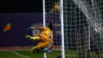 Brianna Davey of Melbourne City Women’s FC fails to stop the goal of Steph Houghton, Captain of Manchester City Women’s FC during the Fatima Bint Mubarak Ladies Sports Academy Challenge between Melbourne City Women and Manchester City Women at New York University Abu Dhabi Campus on February 17, 2016 in Abu Dhabi, United Arab Emirates. Warren Little/Getty Images