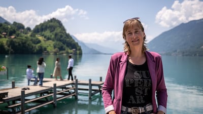 Tourism office manager Titia Weiland at the pier in the village of Iseltwald