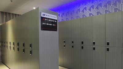 The lockers at Peng Heng Space Capsules Hotel in Shenzhen, China. Courtesy Pengheng Capsule Hotel Equipment Co, Ltd