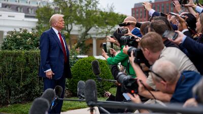 US President Donald Trump stops on the South Lawn of the White House before boarding Marine One to berate and announce the sacking of Erika McEntarfer, the Commissioner of the Bureau of Labour Statistics, hours after a report showed US job growth cooled sharply over the past three months. Bloomberg