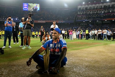 India's captain Suryakumar Yadav has been praised for his leadership during the T20 World Cup. AFP
