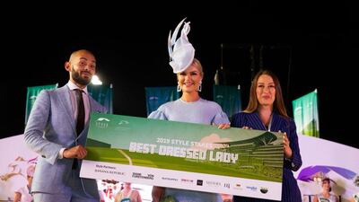 Style Stakes Best Dressed Lady winner, Eleanor Campbell, at the Dubai World Cup on March 30, 2019. Twitter / Meydan Style