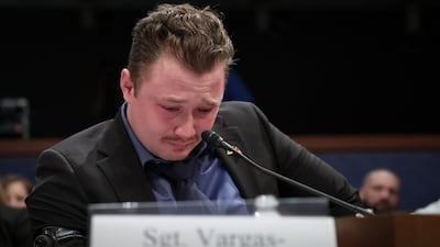 US Marine Corps Sgt Tyler Vargas-Andrews testifies before the House Foreign Affairs Committee at the US Capitol on March 8, 2023. Getty / AFP