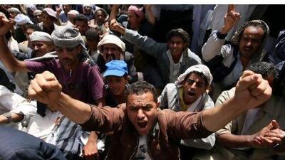 Yemenis protest against the regime of President Ali Abdullah Saleh in Sana'a yesterday.