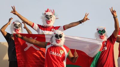Oman football supporters wait for the start of the 2019 AFC Asian Cup group F football match between Uzbekistan and Oman at Sharjah stadium in Sharjah. AFP