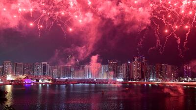 Fireworks display for UAE's 51st National Day on Al Maryah Island, Abu Dhabi. Khushnum Bhandari / The National