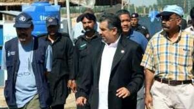 Abdul Aziz Arrukban, the UN special humanitarian envoy, centre, says the refugee crisis created by the Taliban conflicts is the biggest the UN had seen in 15 years.