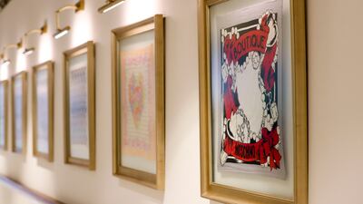 Artwork on the walls of Cafe Milano, Expo 2020 Dubai are matched with the vibe.