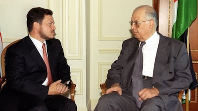 King Abdullah II of Jordan meets Mr Al Hoss in September 1999 in Beirut. AFP