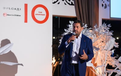 Claudio Tesauro, a member of the board of Save the Children International at an event in Dubai marking the 10th anniversary of the partnership between Save the Children and Bulgari. Courtesy Bulgari
