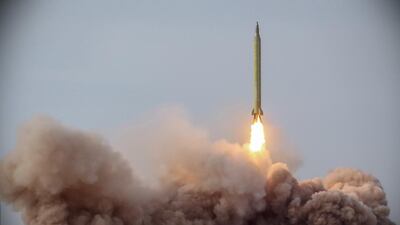 A ballistic missile test at the Great Salt Desert in Iran. Getty Images