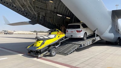 The aid plane contained vehicles, jet skis and search and rescue equipment