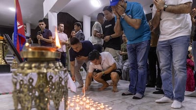The Nepali community in the UAE gathers on September 4 to offer prayers for those affected by the flash flood. All photos: Antonie Robertson / The National