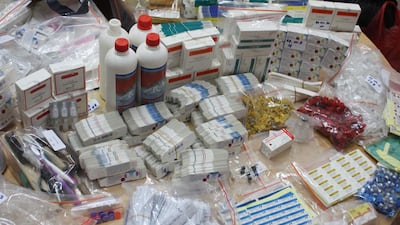 Counterfeit vaccine medication confiscated by the Criminal Investigation Agency of the National Police at the National Police headquarters in Jakarta. Indonesian parents were on June 29 being advised to consult their doctors and consider re-innoculating their children as a massive counterfeit vaccine scandal sweeps the country. AFP / Handout from Bareskrim